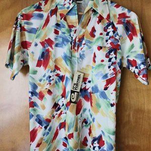 NEW Vintage 70s Silver Fox Colorful Shirt Medium